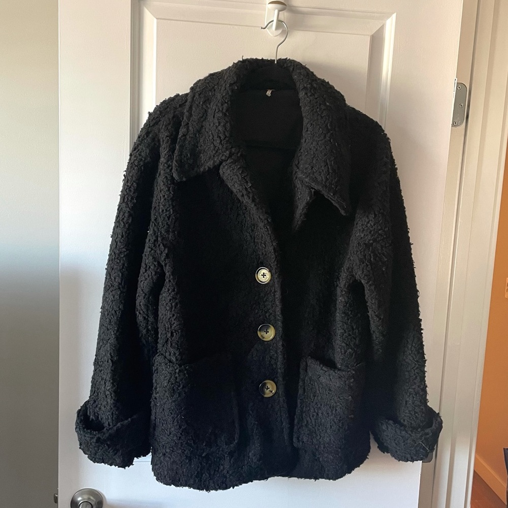 FREE PEOPLE / BLACK SO SOFT PEA COAT